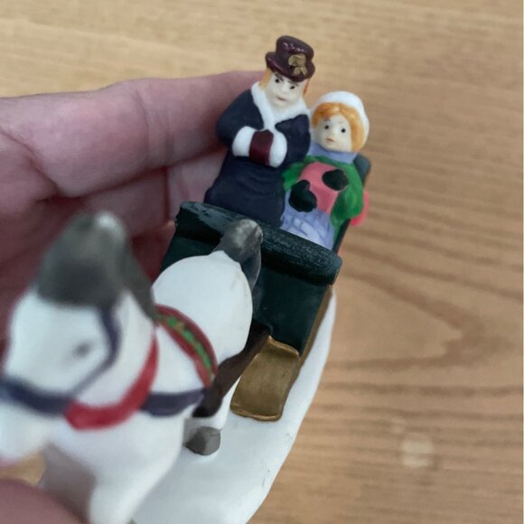 Vintage Lemax Christmas Village Victorian Sleigh Ride and Child Figurine Ceramic - Picture 3 of 9